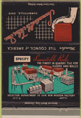 Matchbook Cover - Summitville Tile Co OH 40 Strike