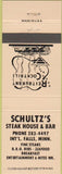 Matchbook Cover - Schultz's Steak House International Falls MN