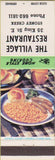 Matchbook Cover - Village Restaurant Stoney Creek Canada