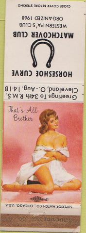 Matchbook Cover - Horseshoe Curve Match Club PA pinup WEAR