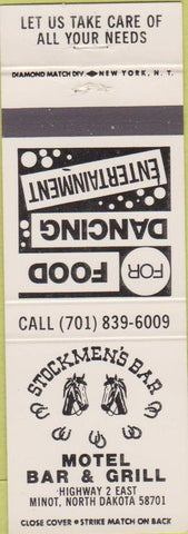 Matchbook Cover - Stockmen's Bar Motel Minot ND