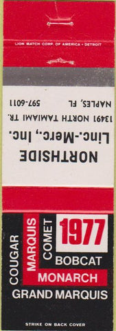 Matchbook Cover - Lincoln Mercury 1977 Naples FL
