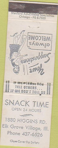 Matchbook Cover - Snack Time Elk Grove Village IL girlie
