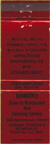 Matchbook Cover - Diamond Drive In Fond Du Lac WI