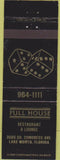 Matchbook Cover - Full House Lake Worth FL dice