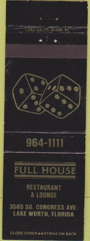Matchbook Cover - Full House Lake Worth FL dice
