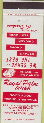 Matchbook Cover - Royal Palm Diner Pompano Beach FL
