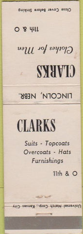 Matchbook Cover - Clarks men's clothes