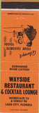 Matchbook Cover - Wayside Restaurant Lake City FL