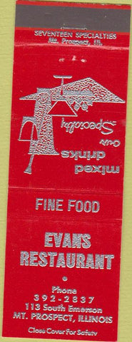 Matchbook Cover - Evans Restaurant Mount Prospect IL