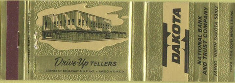 Matchbook Cover - Dakota Bank Fargo ND