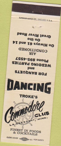 Matchbook Cover - Troke's Commodore Club La Crescent MN