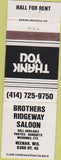 Matchbook Cover - Brothers Saloon Neenah WI WEAR