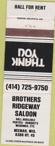 Matchbook Cover - Brothers Saloon Neenah WI WEAR