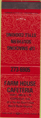 Matchbook Cover - Farm House Cafeteria Cordele GA