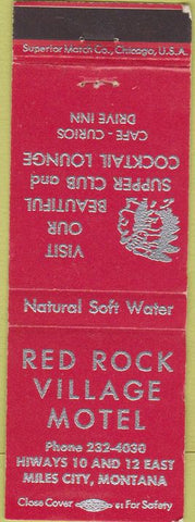 Matchbook Cover - Red Rock Village Motel Miles City MT