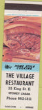 Matchbook Cover - Village Restaurant Stoney Creek Canada