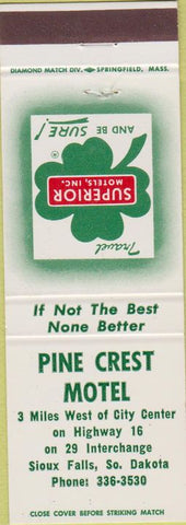 Matchbook Cover - Pine Crest Motel Sioux Falls SD