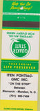 Matchbook Cover - Quaker State oil Bismarck Manden ND GMC Pontiac