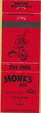Matchbook Cover - Monk's Bar Wisconsin Dells WI