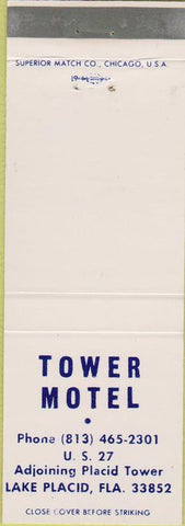 Matchbook Cover - Tower Motel Lake Placid FL