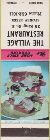 Matchbook Cover - Village Restaurant Stoney Creek Canada