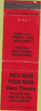 Matchbook Cover - Rich Man Poor Man Disco Fond Du Lac WI