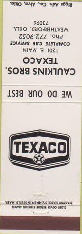 Matchbook Cover - Caulkins Texaco oil gas Weatherford OK