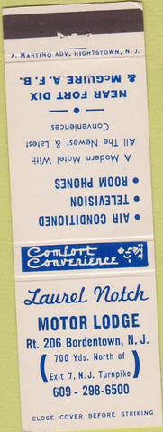 Matchbook Cover - Laurel Notch Motor Lodge Bordertown NJ