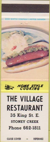 Matchbook Cover - Village Restaurant Stoney Creek Canada