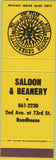Matchbook Cover - Saloon Beanery feed grain