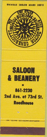 Matchbook Cover - Saloon Beanery feed grain