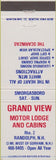 Matchbook Cover - Grand View Motor Lodge Randolph NH