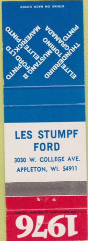 Matchbook Cover - 1976 Ford Les Stumpf Appleton WI