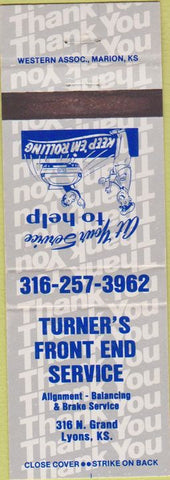 Matchbook Cover - Turner's auto repair Lyons KS