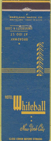 Matchbook Cover - Hotel Whitehall New York City
