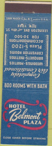 Matchbook Cover - Hotel Belmont Plaza New York City