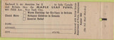 Matchbook Cover - Maple Leaf Fund New York City