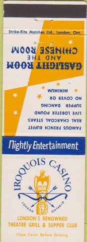 Matchbook Cover - Iroquois Casino London ON