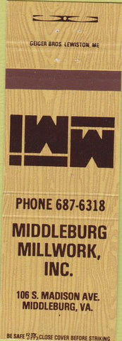Matchbook Cover - Middleburg Millwork VA