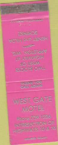 Matchbook Cover - West Gate Motel Appleton WI