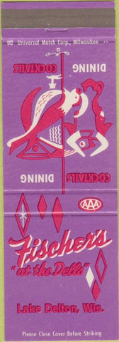 Matchbook Cover - Fischer's Wisconsin Dells WI Lake Delton
