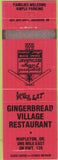 Matchbook Cover - Gingerbread Village Restaurant Mapleton OR