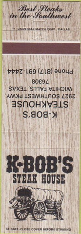 Matchbook Cover - K Bob's Steak House Wichita Falls TX