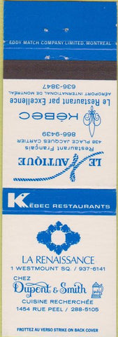 Matchbook Cover - Le Renaissance Montreal QC