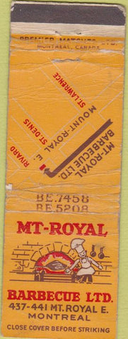Matchbook Cover - Mt Royal BBQ Montreal QC WORN