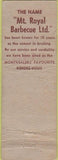 Matchbook Cover - Mt Royal BBQ Montreal QC WORN