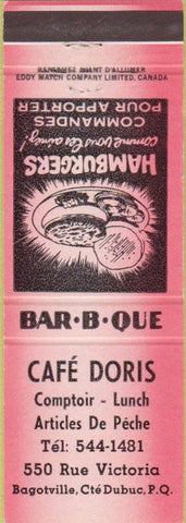 Matchbook Cover - Cafe Doris Dubuc PQ