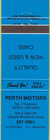 Matchbook Cover - Perth Motors ON