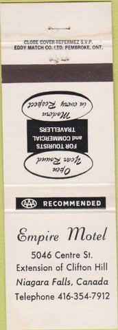 Matchbook Cover - Empire Motel Niagara Falls Canada